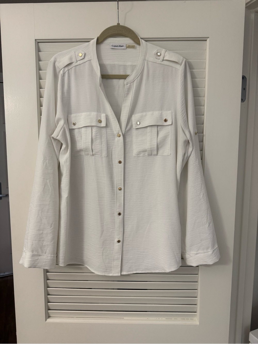 Calvin Klein Cream Relaxed Collar Shirt